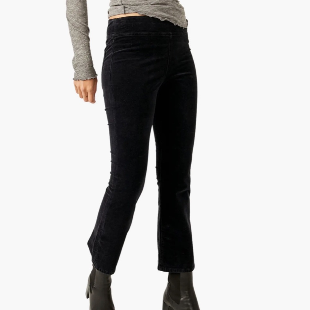 Free People In My Feelings Velvet Crop Slim Flare Pants